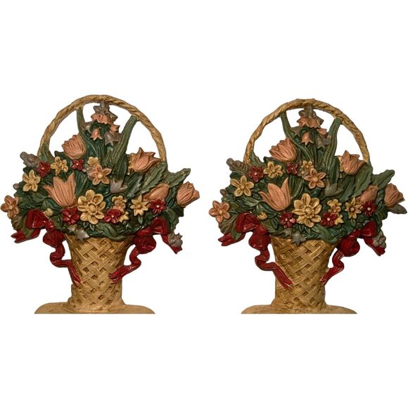 VTG Midwest Importers of Cannon Falls BASKET OF FLOWERS 8" Doorstop Cast Iron - Picture 4 of 9